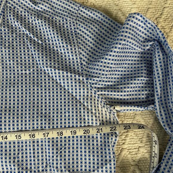 Robert Graham Mens Large Blue Button Up Modern Americana Geometric Long Sleeve - Picture 5 of 8